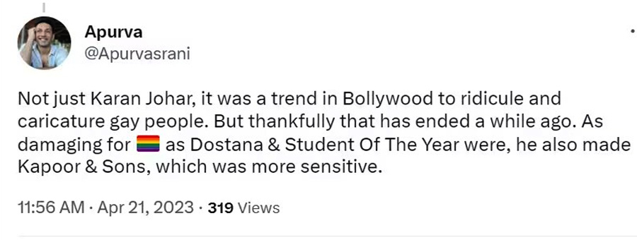 Karan Johar Twitter User Blames Karan Johar Films For Perpetuating