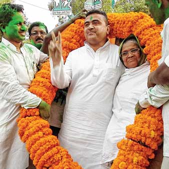 নন্দীগ্রামেই প্রথম সংবর্ধনা শুভেন্দুর