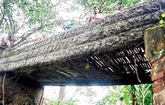 গ্রামবাসীর মেরামত করা সেই সেতু। ছবি: রমাপ্রসাদ গঙ্গোপাধ্যায়।