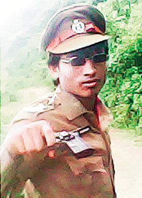 Photo of criminal with police dress code