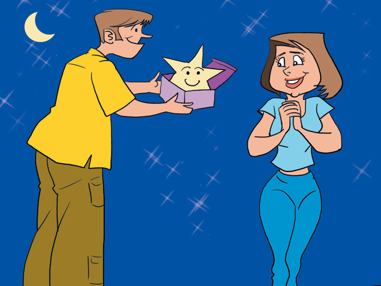 তারার নাম লেখা উপহার। অঙ্কন: ওঙ্কারনাথ ভট্টাচার্য। 