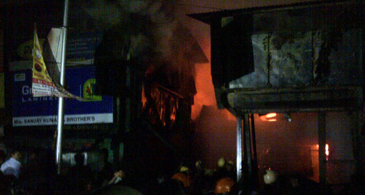 fire catches on a warehouse at bowbazar