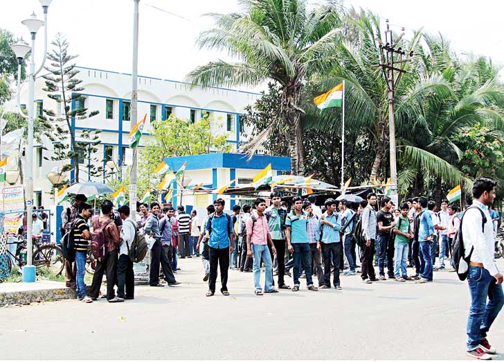 agitation in haldia college demanding of owing salary     