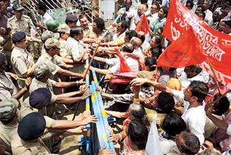 protest agitation rally against government policy by labour unions at suri and bolpur