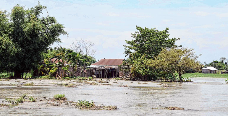 dangerous teesta wped out villages villagers taking shelter on barrage