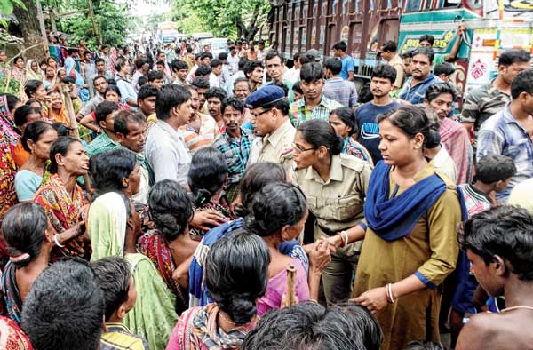 Road damaged at Ghatal