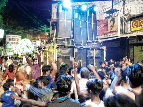 Loud music and DJ continues in the last phase of durga puja