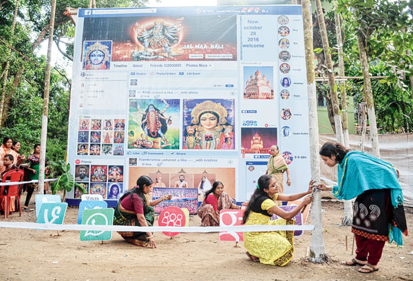 Facebook theme at Bangaon in this puja 