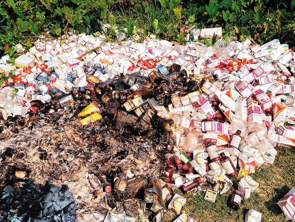 People tried to burn expired medicines