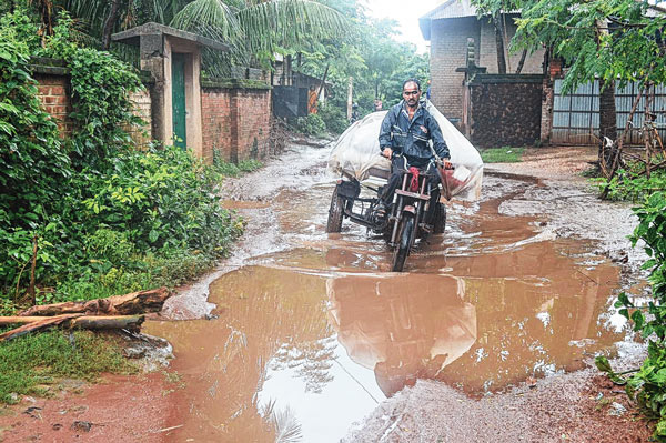 Road Condition in dilapidated condition due to sand export