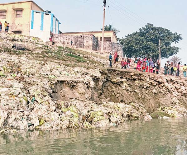 Praimary school is slowly decaying due to erosion of ganges