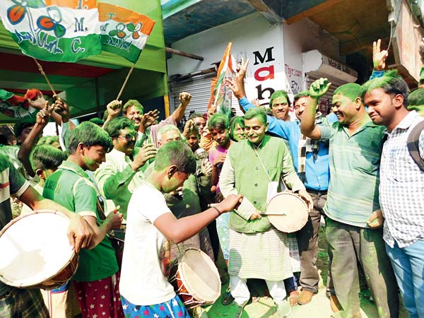 TMC leader won in the by election, people in happy mood