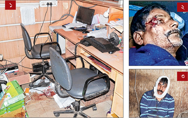 ransack in car-showroom, petrol pump and wedding halls by hooligans, one man severely injured 
