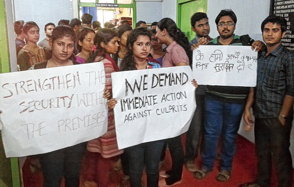 students reacted over female researcher molestation 