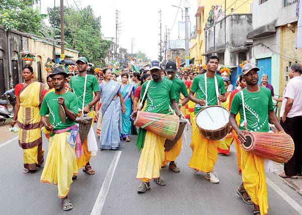 colourful election campaign with band party