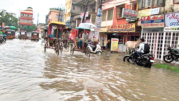 Rain flooded several places in Silchar