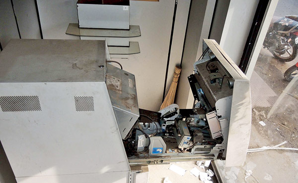 Attempt of breaking ATM machine