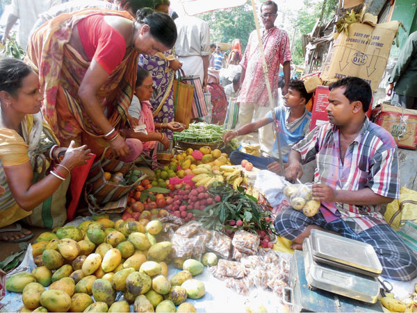 ফল কেনার ভিড়। নিজস্ব চিত্র।