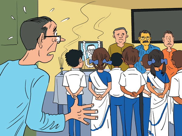 School announces alive teacher dead   