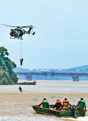 Security force join hands to save from disaster