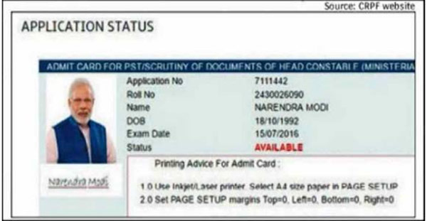 PM Modi issued admit card for CRPF exam! dgtl