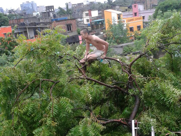 clinging to a tree Japanese tourist gives a hard time to rescuers dgtl