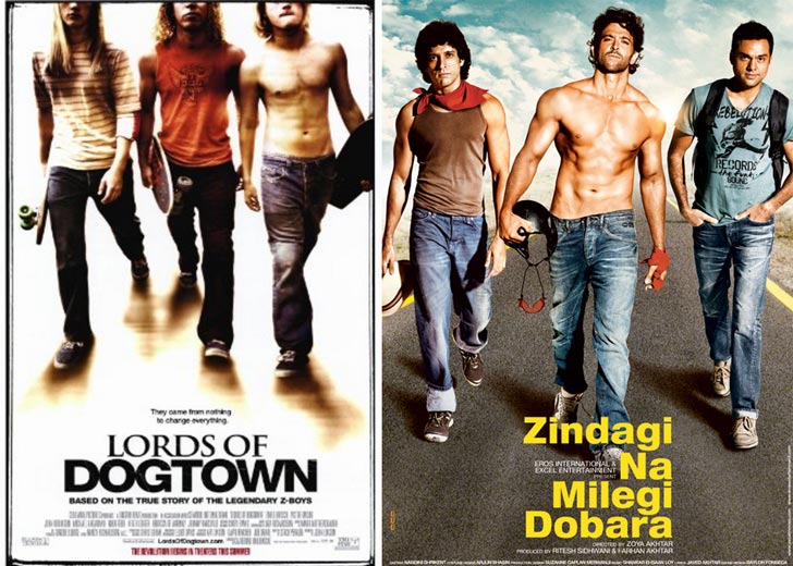 সুপারহিট বলিউড ছবি ‘জিন্দেগি না মিলেগি দোবারা’র সঙ্গে ২০০৫-এ মুক্তি পাওয়া হলিউড ছবি ‘লর্ডস অব ডগটাউন’-এর পোস্টারের অদ্ভুত মিল খুঁজে পাওয়া যায়।