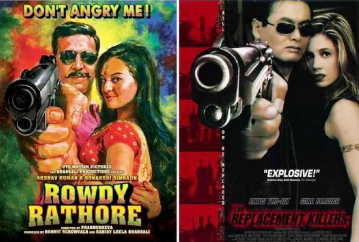 অক্ষয় কুমার অভিনীত বলিউড অ্যাকশন ফিল্ম ‘রাউডি রাঠৌর’ আর ১৯৯৮-এর হলিউড অ্যাকশন ফিল্ম ‘দ্য রিপ্লেসমেন্ট কিলার’-এর পোস্টার দু’টি যেন একই ধাঁচে তৈরি!
