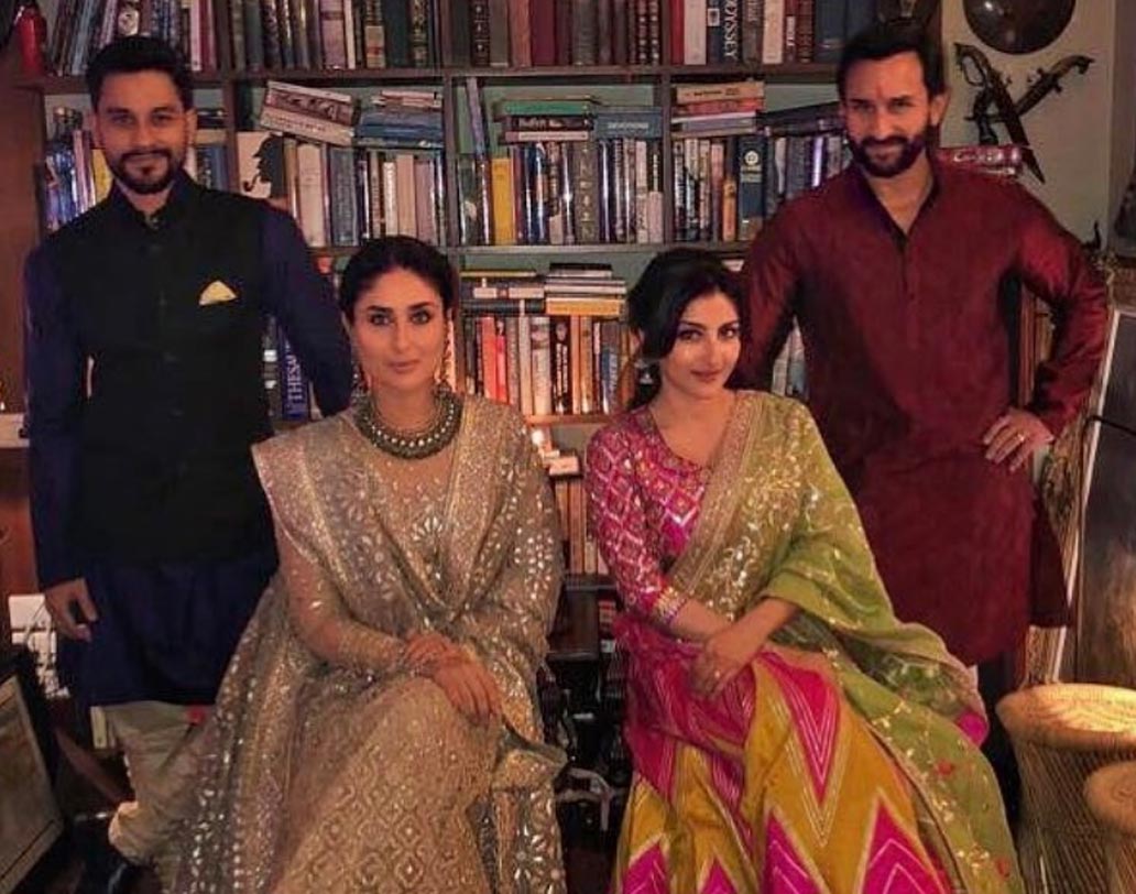 নবাবি দেওয়ালি। এক ফ্রেমে সইফ-করিনা-কুণাল-সোহা। দেওয়ালি স্পেশাল সাজও কিন্তু জমকালো।