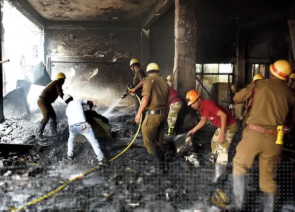 Fear arises from fire in a closed factory 