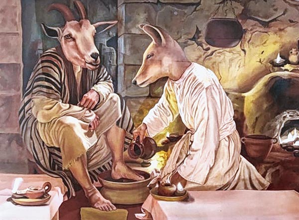 পৌরাণিক: অ্যাকাডেমিতে দীপককুমার শাহ-র একক প্রদর্শনীর একটি ছবি