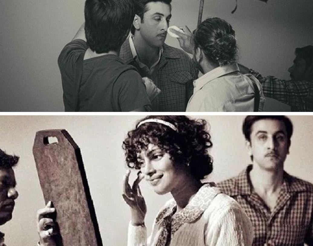 বরফি:
নজর কেড়েছিল অনুরাগ বসুর এই ছবি। ছবির অভিনেতাদের সাজও ছিল ‘ইউনিক’। সেই মেকআপেই ব্যস্ত রণবীর কপূর ও প্রিয়ঙ্কা চোপড়া।