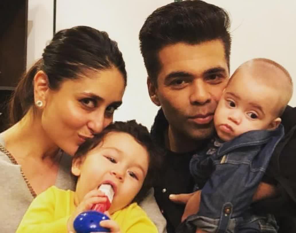 ছেলেদের সঙ্গে ছবি করিনা-কর্ণের। কোলে তৈমুর ও যশ।