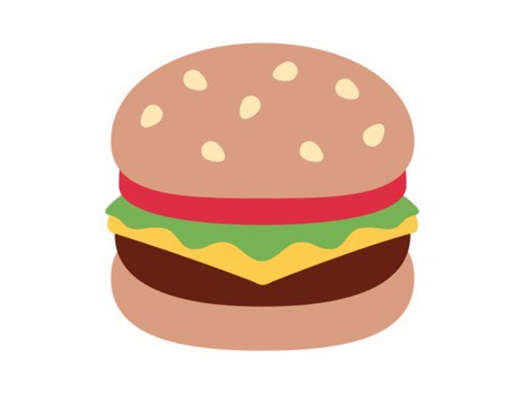 টুইটার: প্যাটির উপর চিজ, তার উপর লেটুস, টোম্যাটো। অনেকটা অ্যাপলের ধাঁচেই তৈরি টুইটারের হ্যামবার্গার ইমোজি।