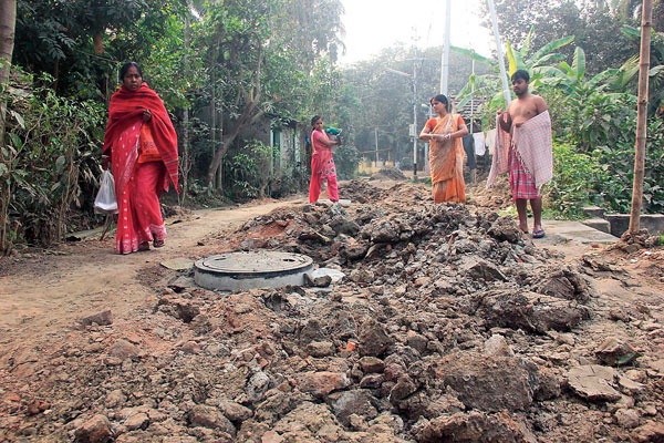 Work has been done but repair has not done yet in a road