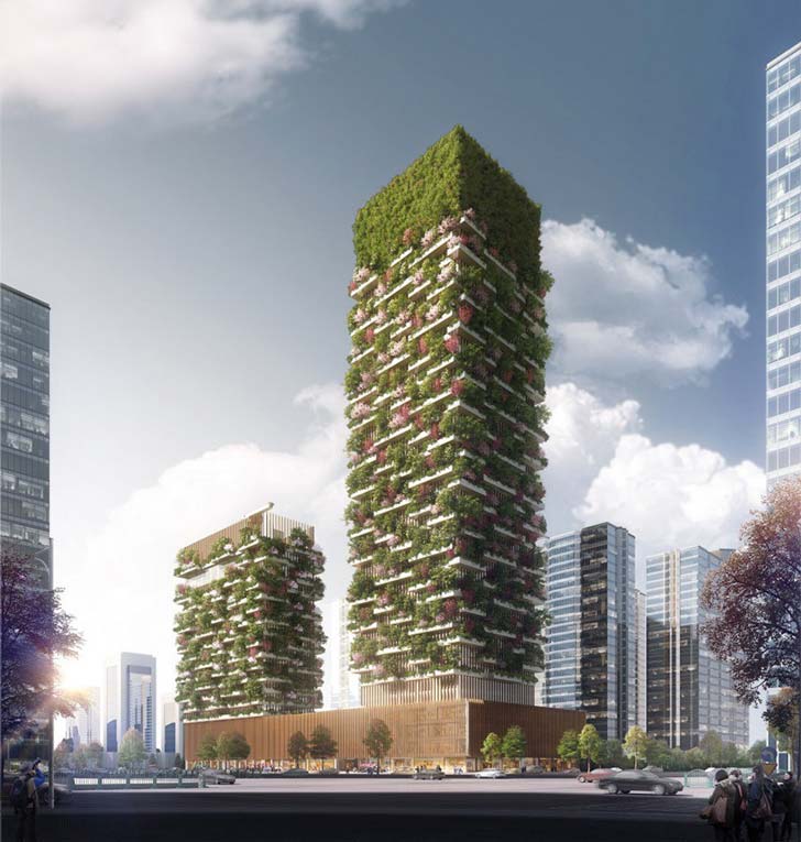 এক একটি টাওয়ারে লাগানো হয়েছে ১ হাজারটি গাছ, আড়াই হাজার ঝোপ এবং ২৩ ধরনের স্থানীয় গাছ।