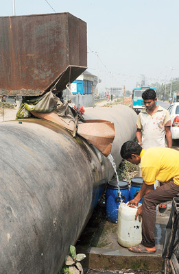 People taking water from Drinking water ‘air valve’ illegaly