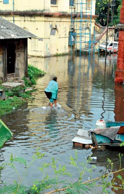 Railway Housings are floating as water logged for a long time