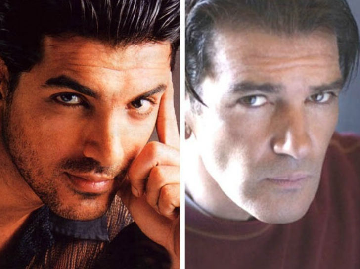 জন আব্রাহাম-অ্যান্টোনিও ব্যান্ডেরাস: <br> 
হ্যান্ডসাম ফরাসি অভিনেতা অ্যান্টেনিওর সঙ্গে অনেকটাই মুখের মিল রয়েছে জন আব্রাহামের।