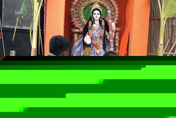 Some students have arranged Saraswati Puja in off season, as they had exam in the proper time