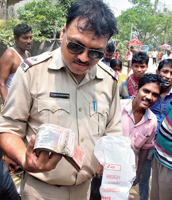 Bundles of Money are floating on pond water