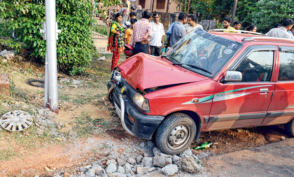 Man was talking and in that time car pushed him