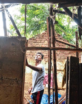Rainy season just started and a house breaks in rain