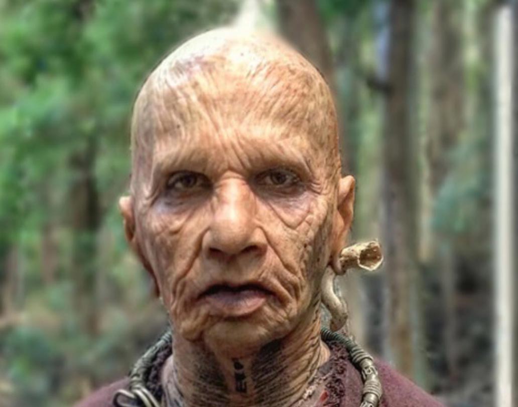 বয়স ৩২৪! কুঁচকে যাওয়া ত্বক, ট্যাটু, আদিবাসী গয়না— এক বৃদ্ধের সাজে সব মিলিয়ে রাজকুমারের লুকের আমূল বদল হয়েছিল ‘রাবতা’ ছবিতে।