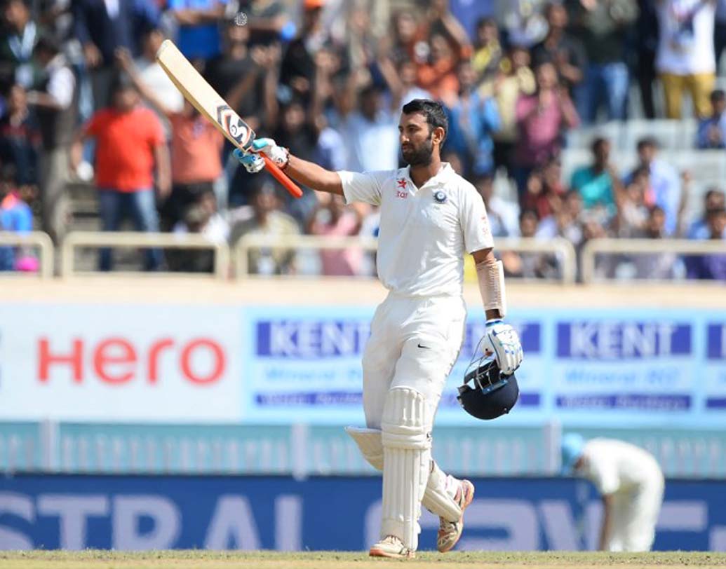 আইসিসি টেস্ট ব্যাটিং র‌্যাঙ্কিংয়ে চতুর্থ স্থানে রয়েছেন চেতেশ্বর পূজারা। ছবি: এএফপি।