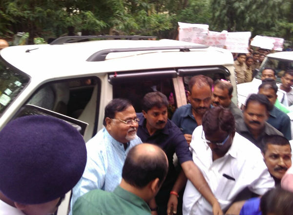 Some students of JU have shown black flags to the education minister Partha Chatterjee