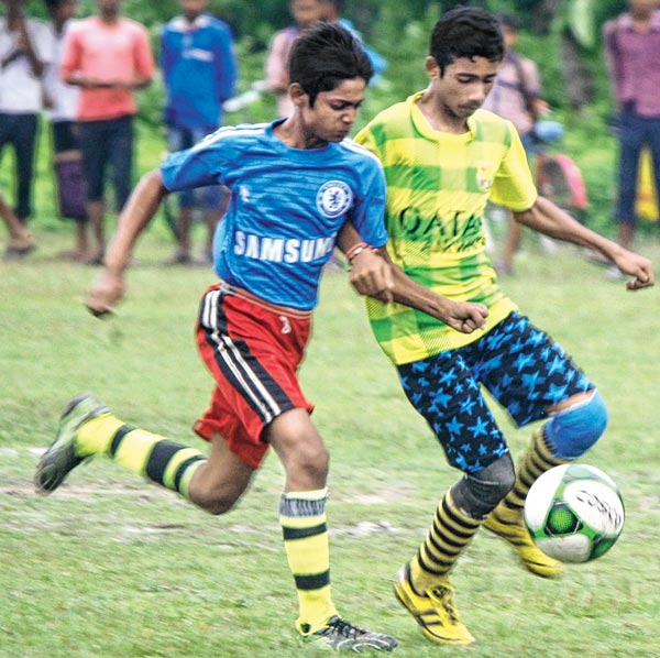 Youths are enjoying monsoon football