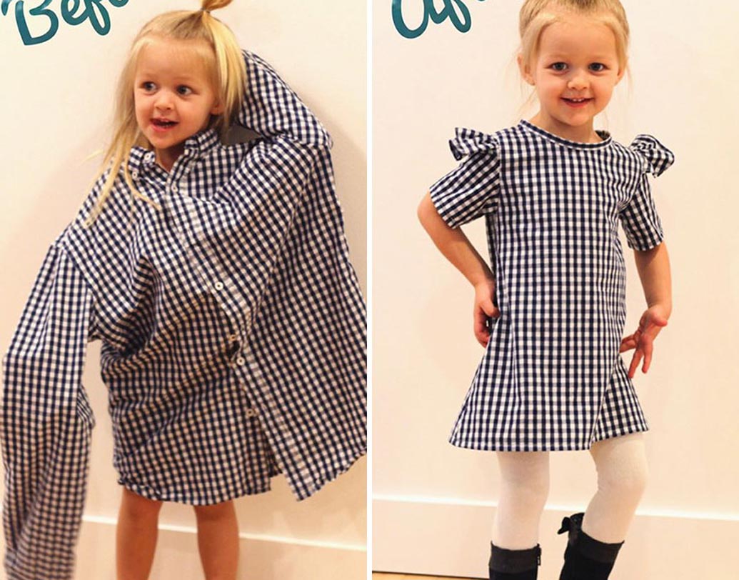 ক্রিসমাসে স্বামীর জন্য এই চেক শার্টটি কিনেছিলেন স্টেফানি। কিন্তু প্রথম বার কাচাতেই ছোট হয়ে যায়। দুঃখ না করে মেয়ের জন্য সুন্দর ফ্রক বানিয়ে ফেলেন স্টেফানি।