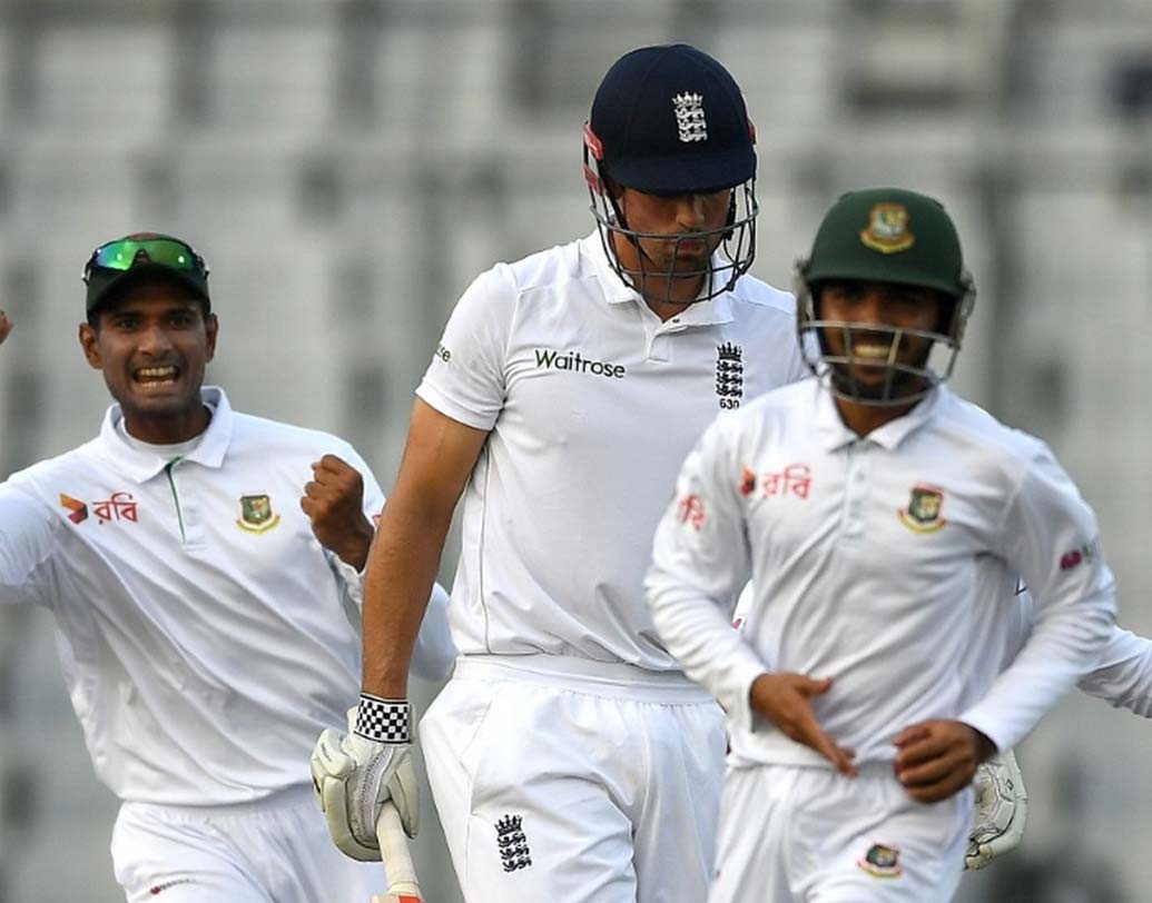 ২০১৬-এর শেষ দিকে নিজেদের ঘরের মাঠে ইংল্যান্ডকে নাস্তানাবুদ করে বাংলাদেশ। ঢাকায় ১০৮ রানে ব্রিটিশ বাহিনীকে হারায় বাংলাদেশ।