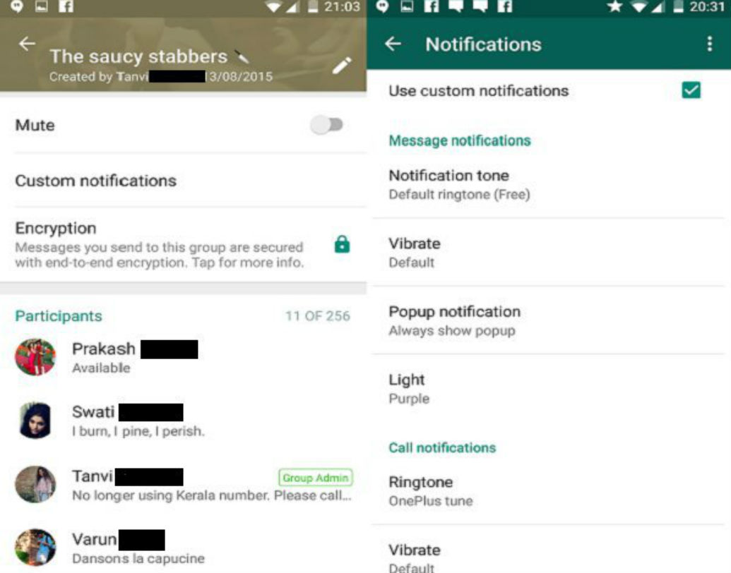 নিজের গুরুত্বপূর্ণ চ্যাটের জন্য সেট করে রাখুন আলাদা আলাদা নোটিফিকেশন টোন। চ্যাটের উপরে বাঁ দিকের অপশনে গিয়ে দেখুন ‘ভিউ কনট্যাক্ট’ বা ‘গ্রুপ ইনফো’। এ বার ক্লিক করুন ‘কাসটম নোটিফিকেশনস’।